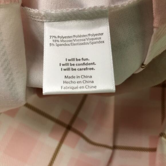 Vera Fishbaugh Dress Womens Pink White Plaid V-Neck Elbow Length Sleeve - Picture 4 of 9